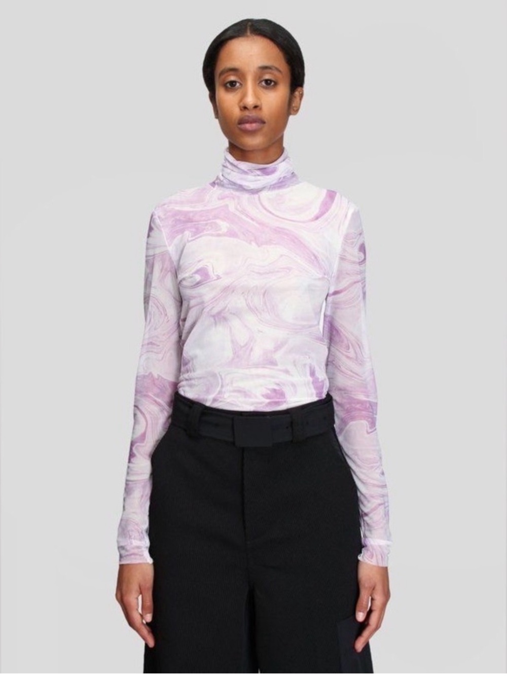 Ganni Lavender Marble roll down turtleneck